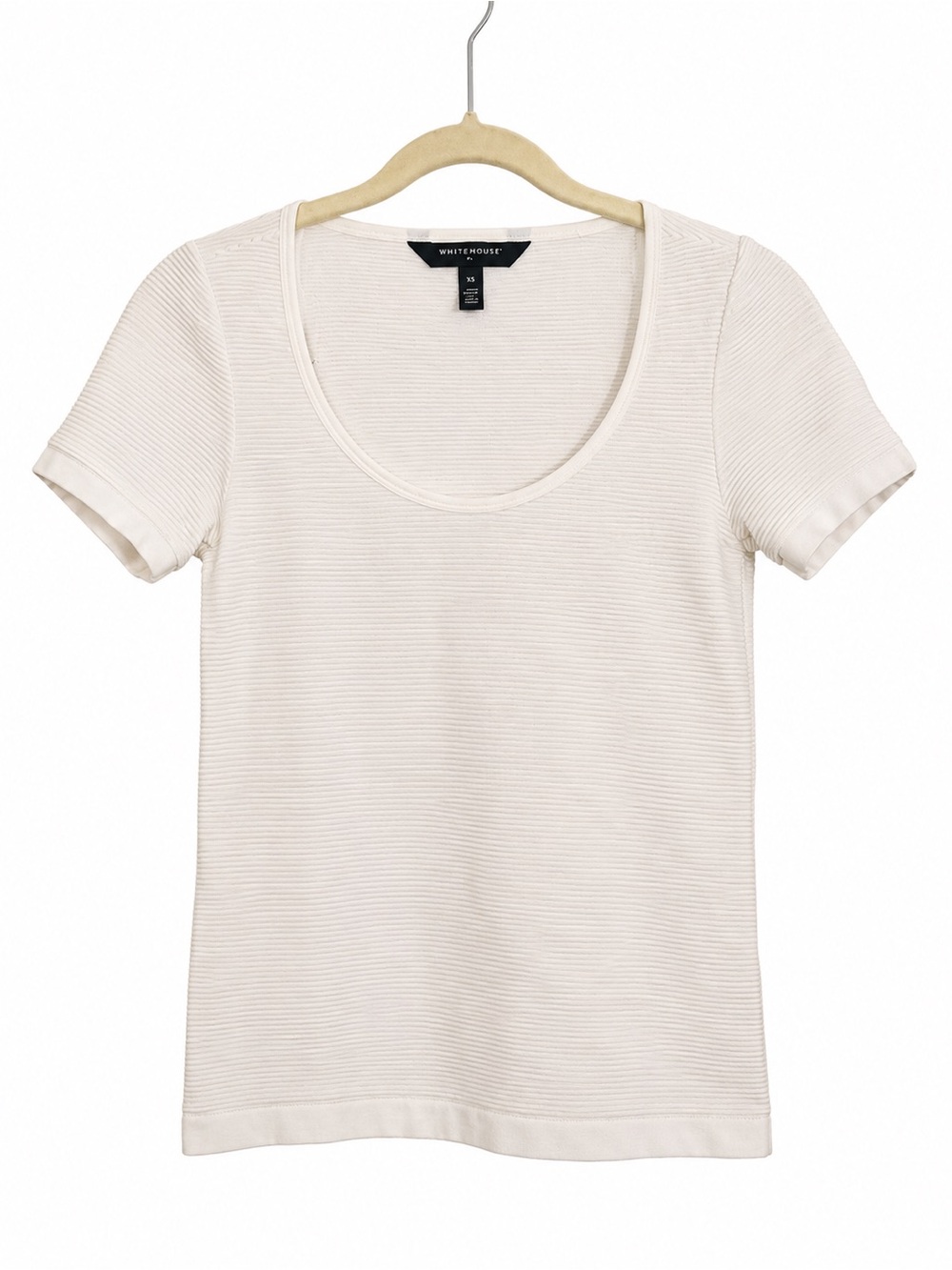 WHBM White House Black Market Textured Scoop Neck Top White XS